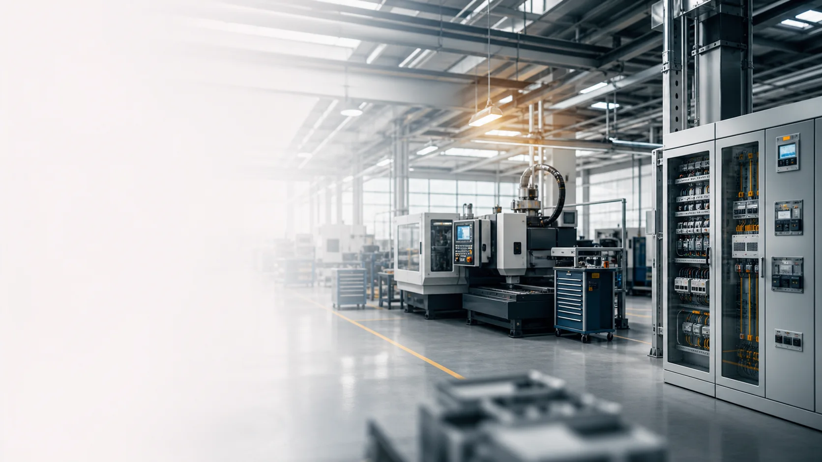 Moderne Produktionshalle mit Energieverteilung